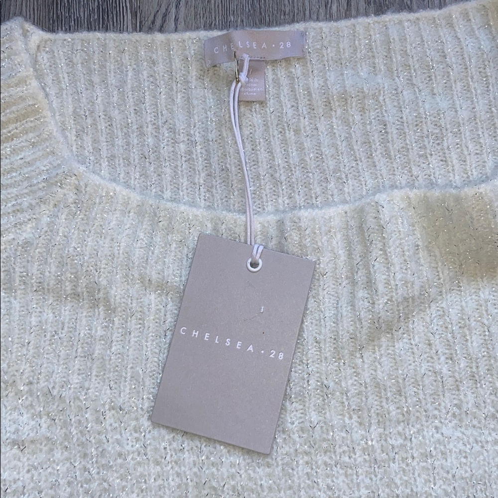 Chelsea28 Cream Crew Neck Sweater Women’s Size S Knit Warm Cozy NWT - Picture 3 of 7